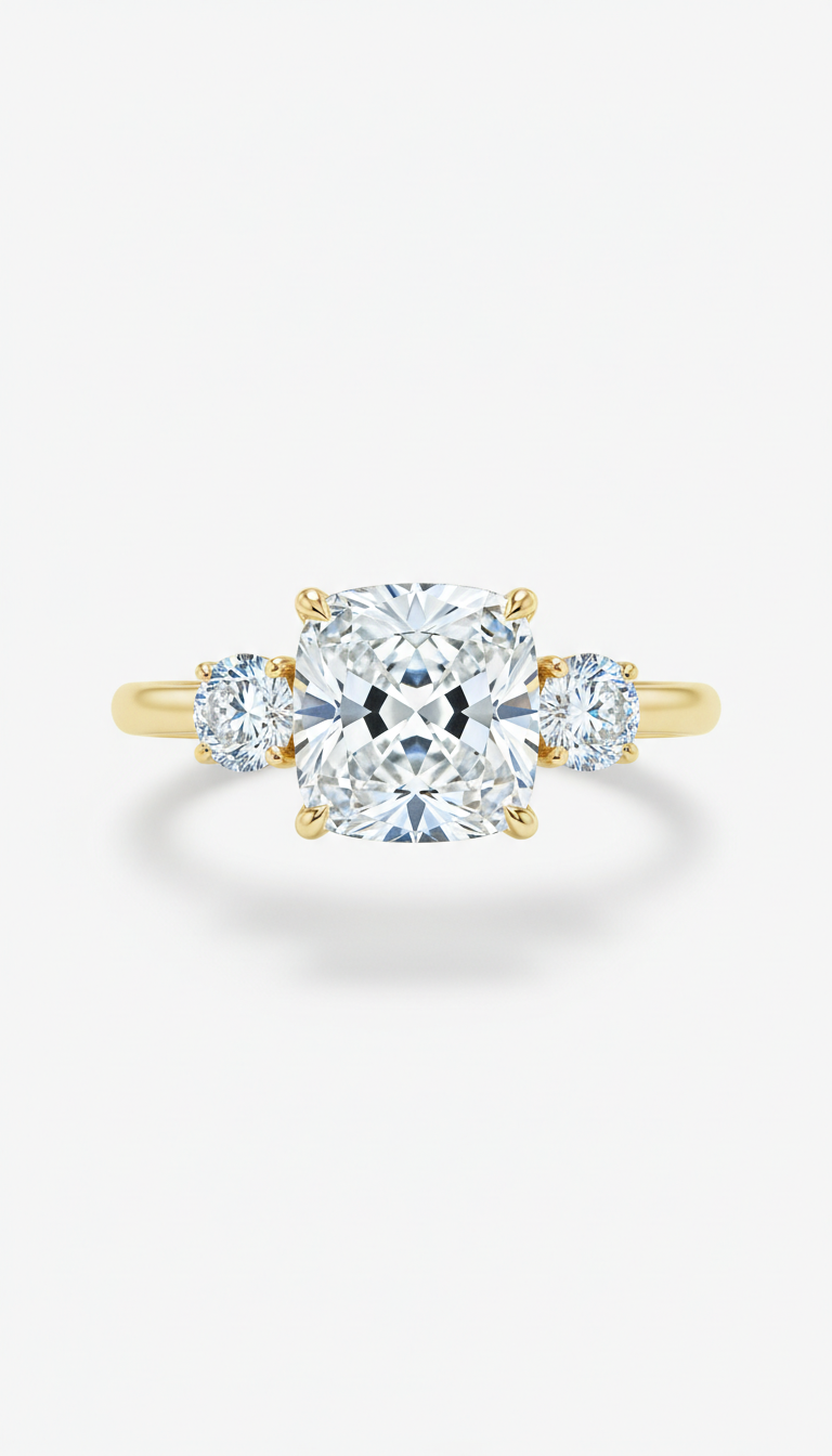18k Gold Three-Stone Engagement Ring