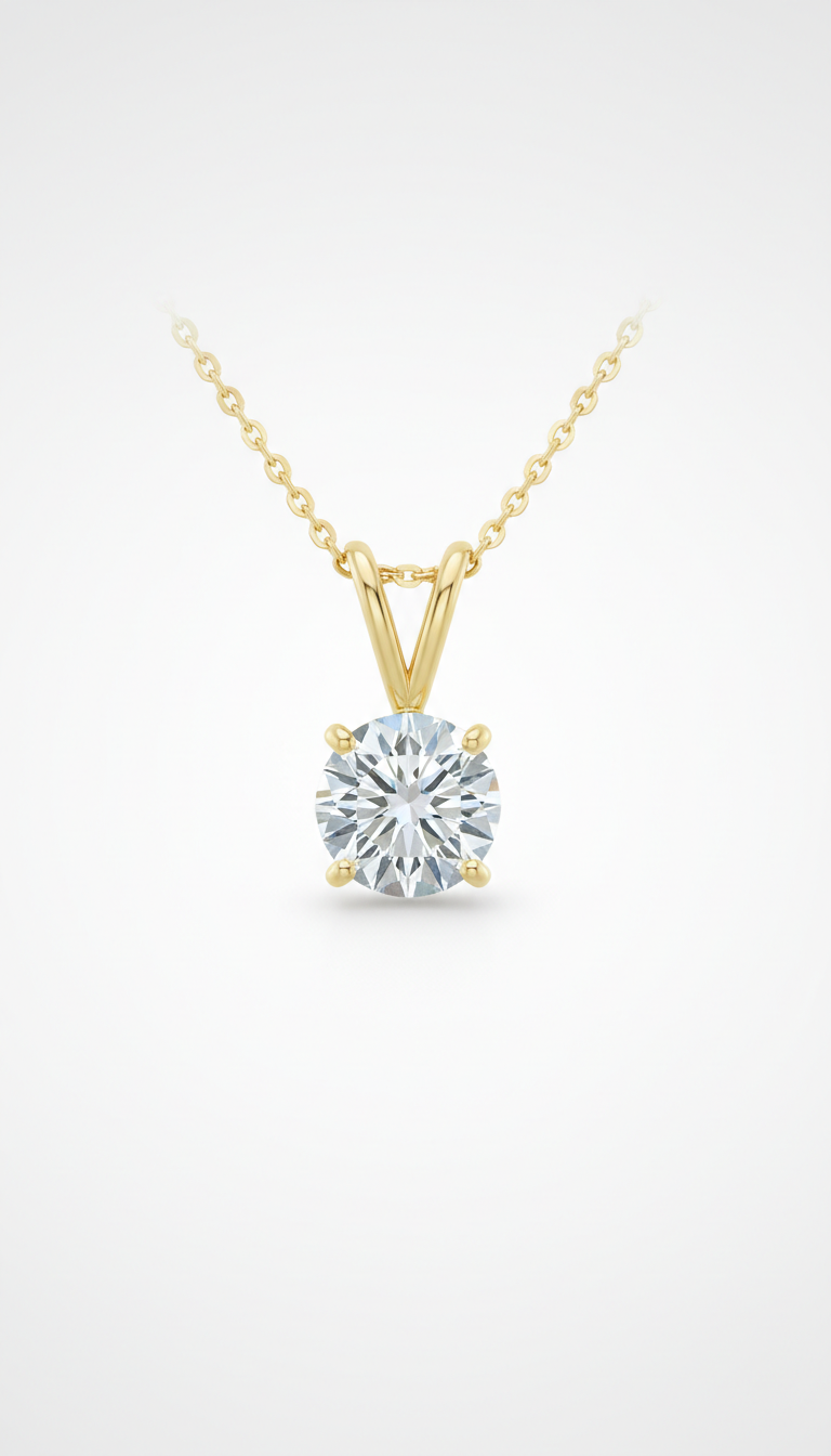 18k Gold Solitaire Pendant